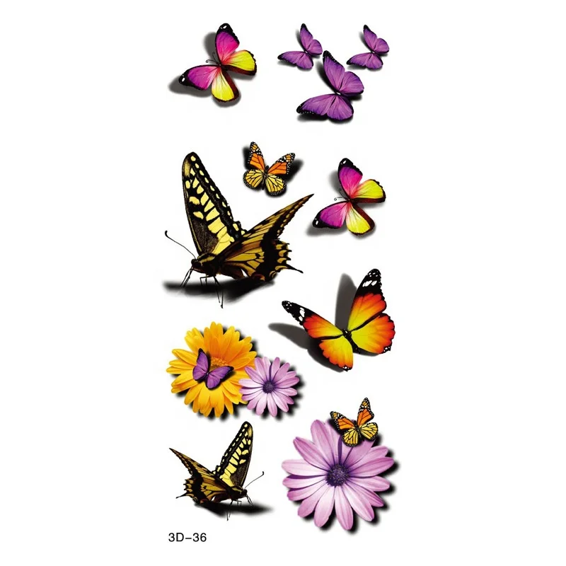 3D Real Butterfly Temporary Tattoos Water Transfer Custom Tattoo Sticker Waterproof