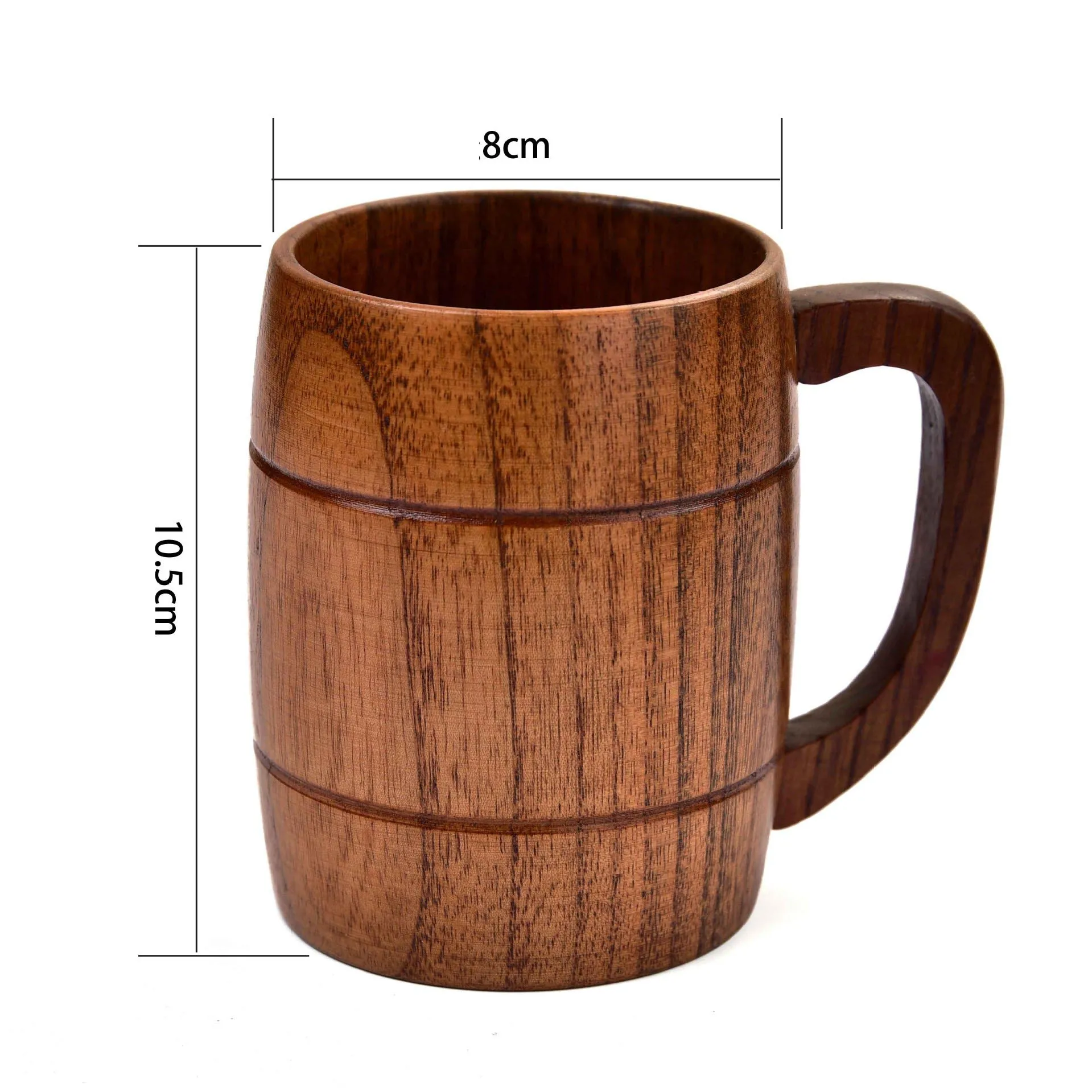 Wooden Beer Mug Water Cup Oak Wood Style Classic Antique High Quality for Bar Party and Home Use
