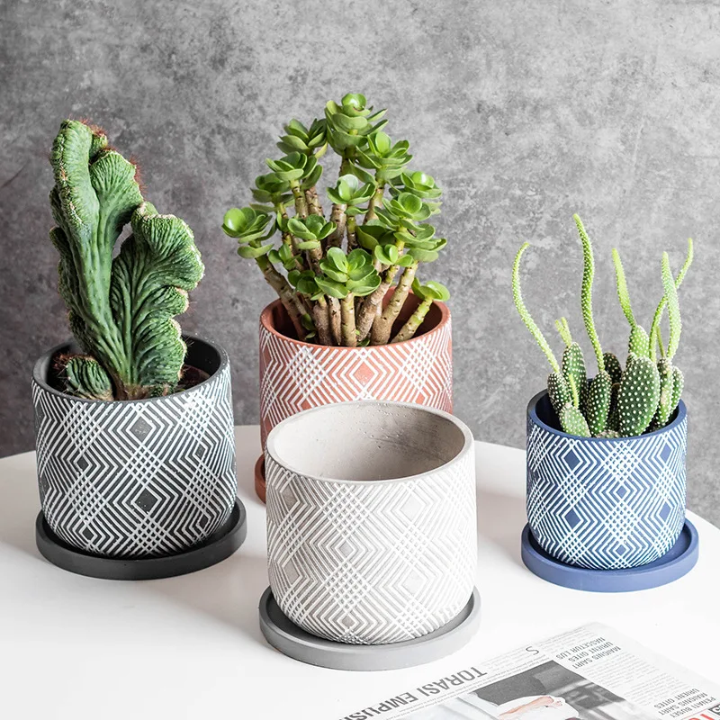 Trending products 2023 new arrivals home decor nordic concrete flower pot garden pots & planters for plants outdoor