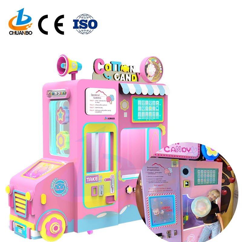 New Fully Automatic Cotton Candy Robot Electric Fancy Sugar Cotton Candy Floss Machine Cotton Candy Vending Machine