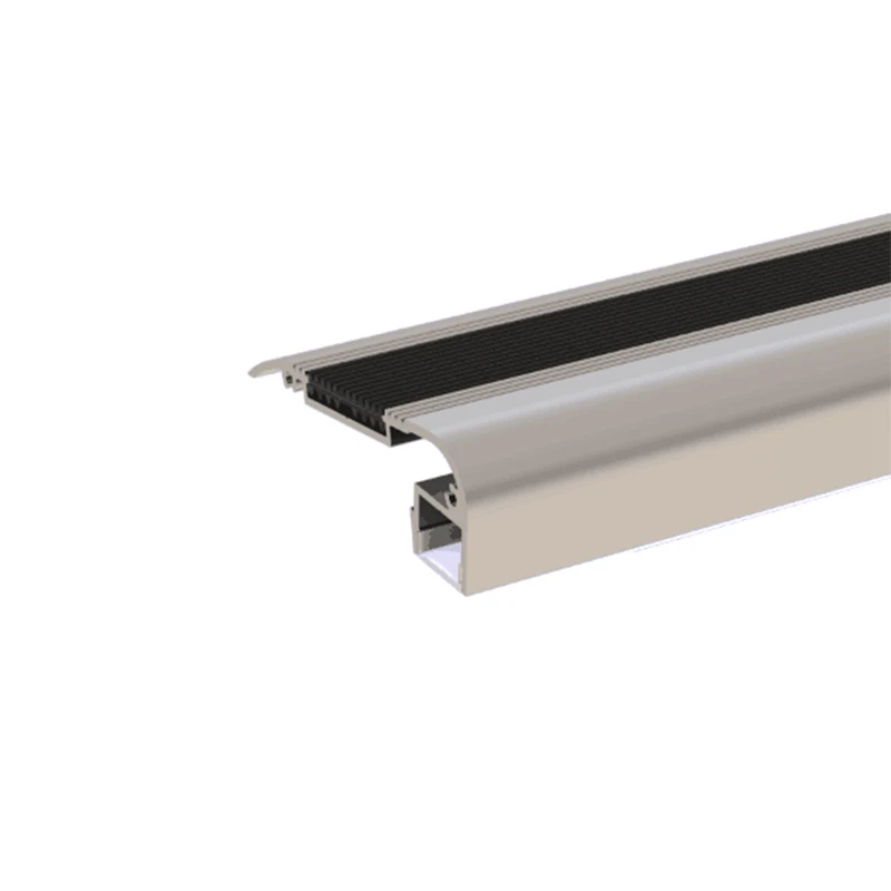 LL6725 Step Stairs LED Profile For LED Strip Light With PC Opal Diffuser Cover Black or Silver Finish