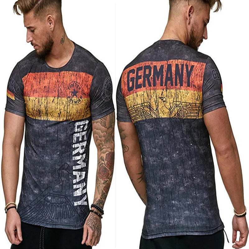 3D digital printed customized Russian flag Fitness T-shirt for men