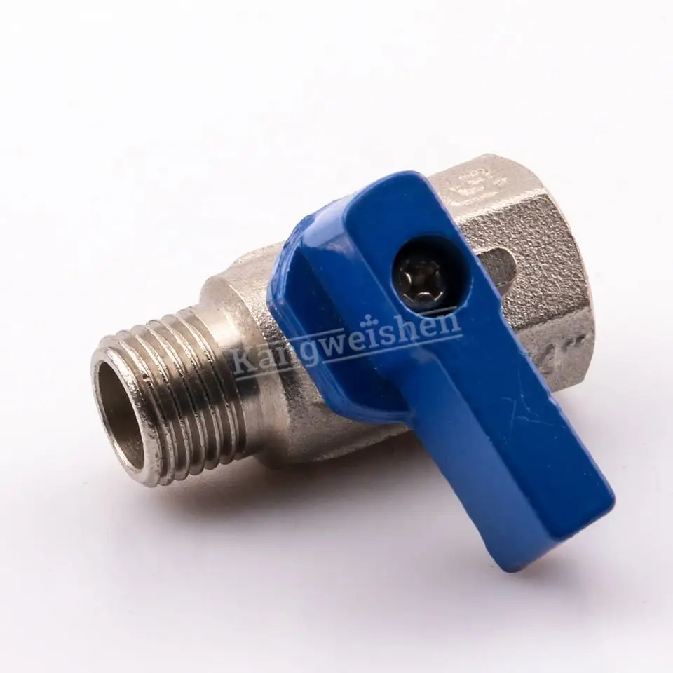 Kangweishen Premium Chrome BSP 1/8 to 1/2 Inch Forged Brass Mini Ball Valve with Plastic Aluminum Butterfly Handle