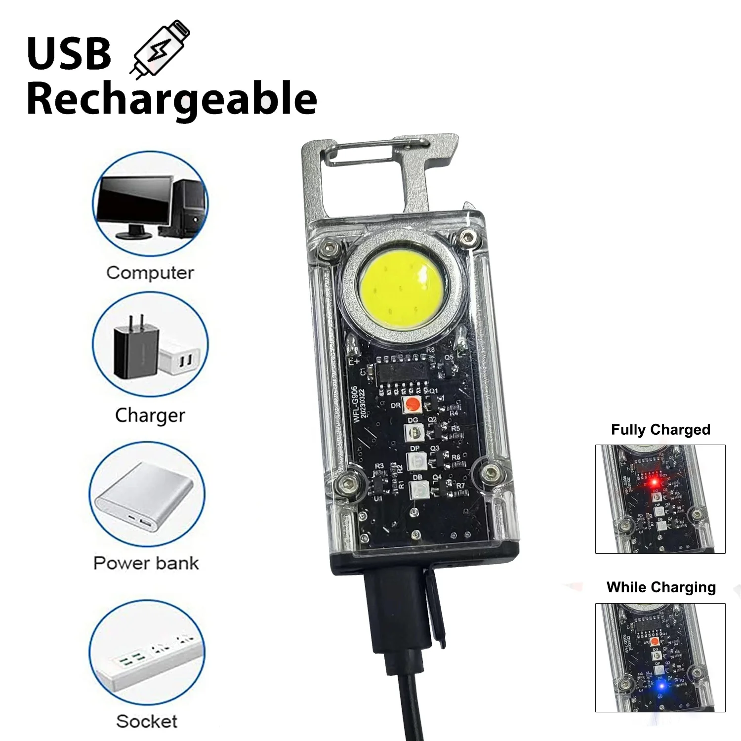 Новый многофункциональный мини-COB магнит для кемпинга брелок с USB подзарядкой аварийный светильник светодиодный ремонтный фонарь наружного освещения
