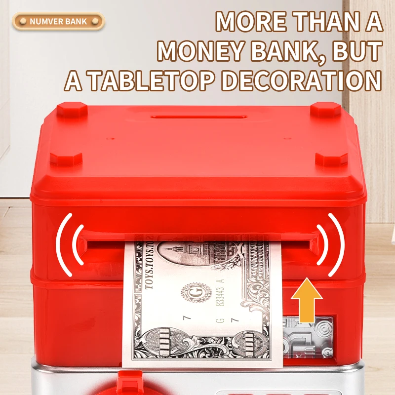 Novelty kids safe plastic paper money saving boxes digital password electronic atm piggy bank for kids