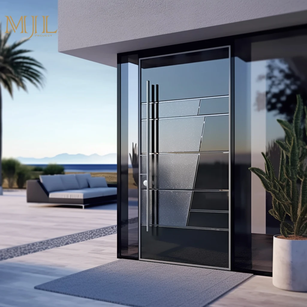 OEM double wrought iron front doors main entrance double security doors exterior entrance stainless steel and iron security door