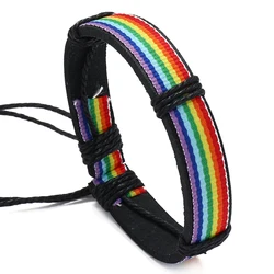 Charm woven bracelet LGBT Pride month jewelry rainbow flag Handmade Braided Cuff Bracelet