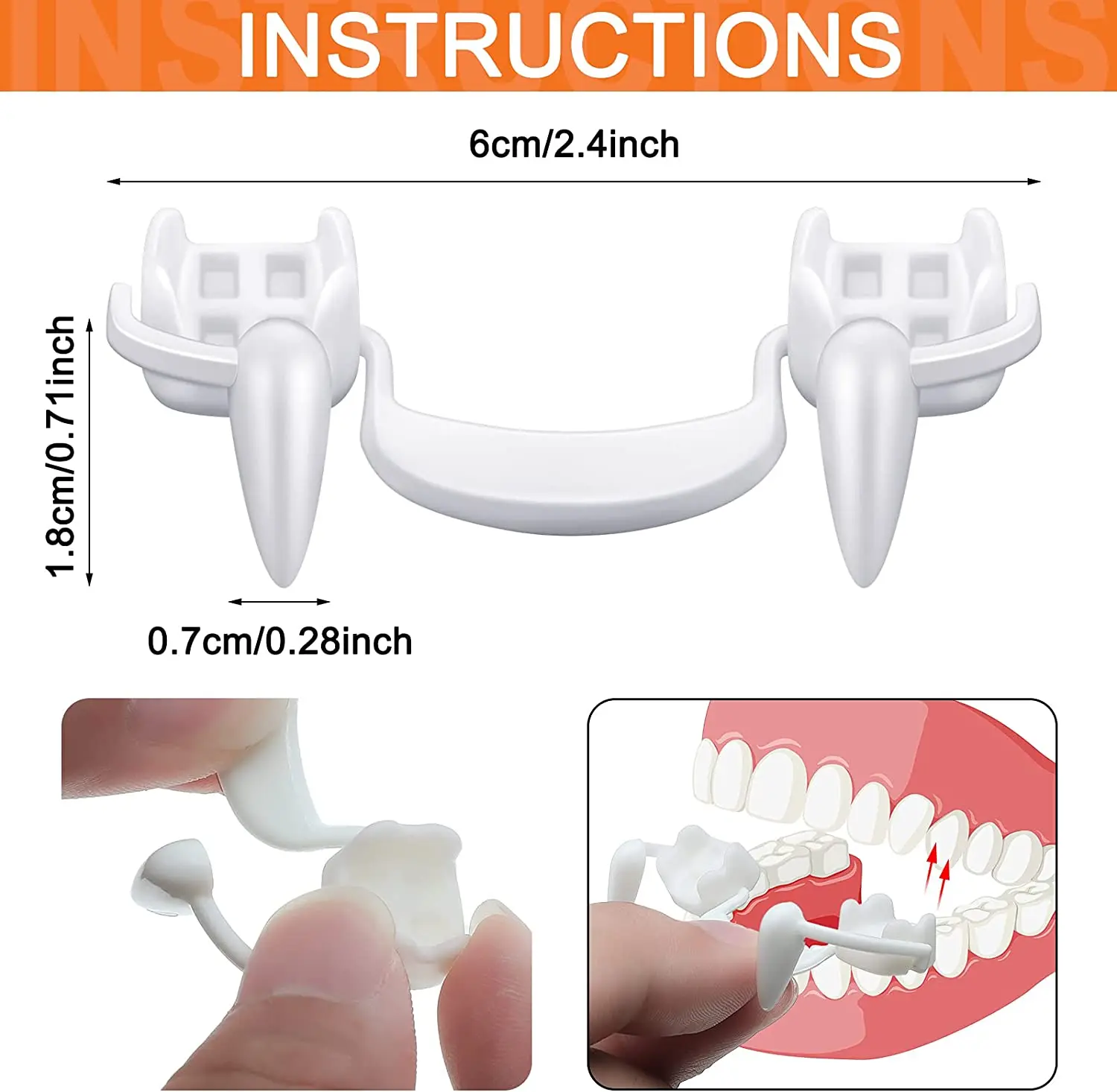 Retractable Vampire Teeth Realistic Horrifying Halloween Vampire Fangs Reusable Retractable Vampire Fangs