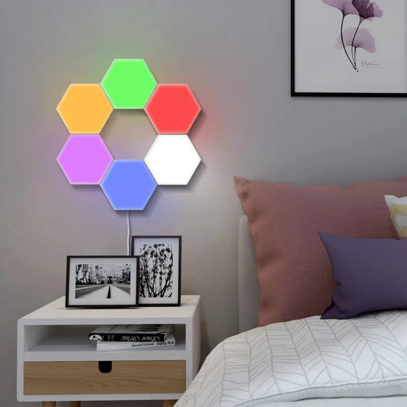  Самодельные Украшения для волос 10 шт. RGB пульт дистанционного управления Магнитный модульный чувствительный гексагональной настенный светильник цвет светодиодные соты сенсорный quantum