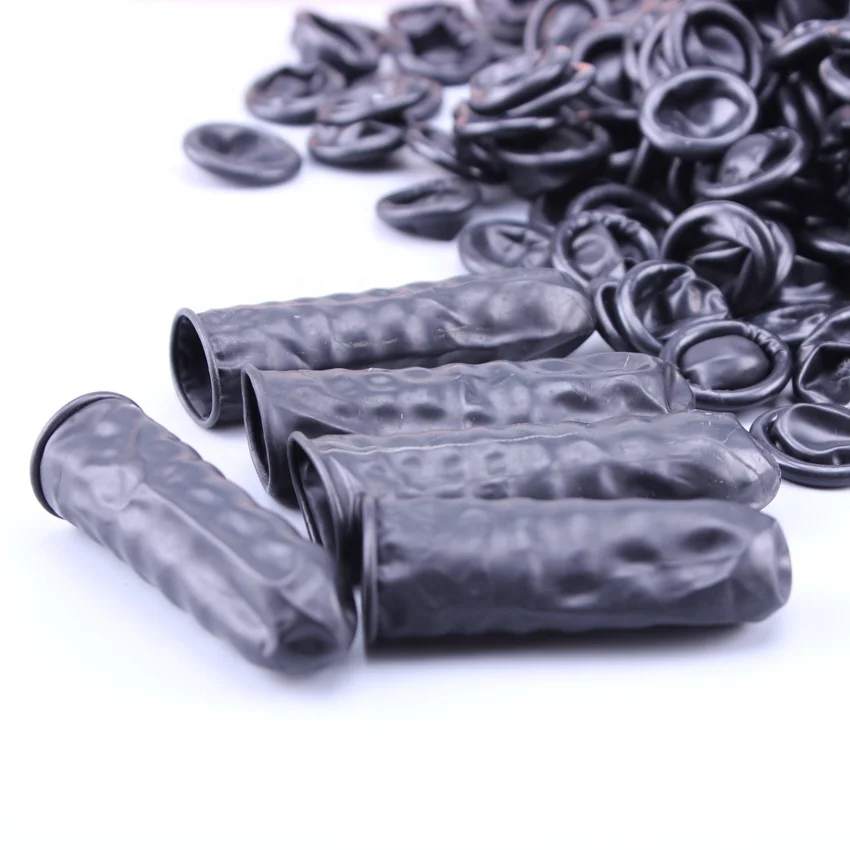 Black Powder Free Industrial grade ESD Cleanroom Finger Cover Antistatic Latex Finger Cots For Electronic Industry