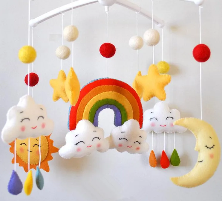 Rainbow Clouds mobile Sun Moon Star mobile felt baby mobile crib mobile baby felt mobile
