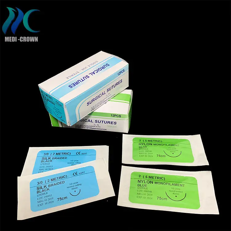 CE ISO approved silk braided 9-0 nylon sutures surgical suture chromic catgut