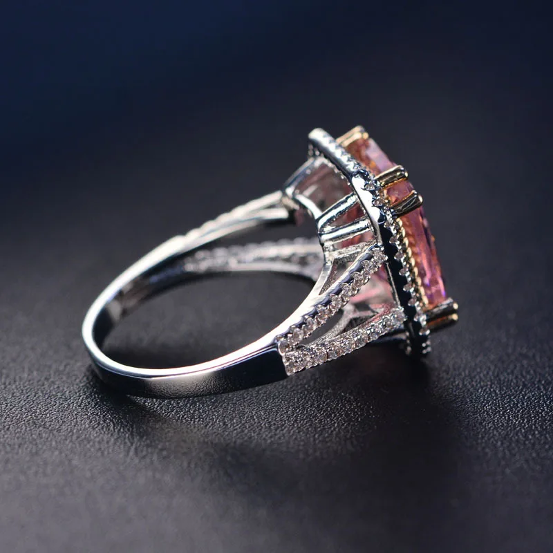 Personalized beautiful design fashion women pink stonecubic zirconia morganite ring