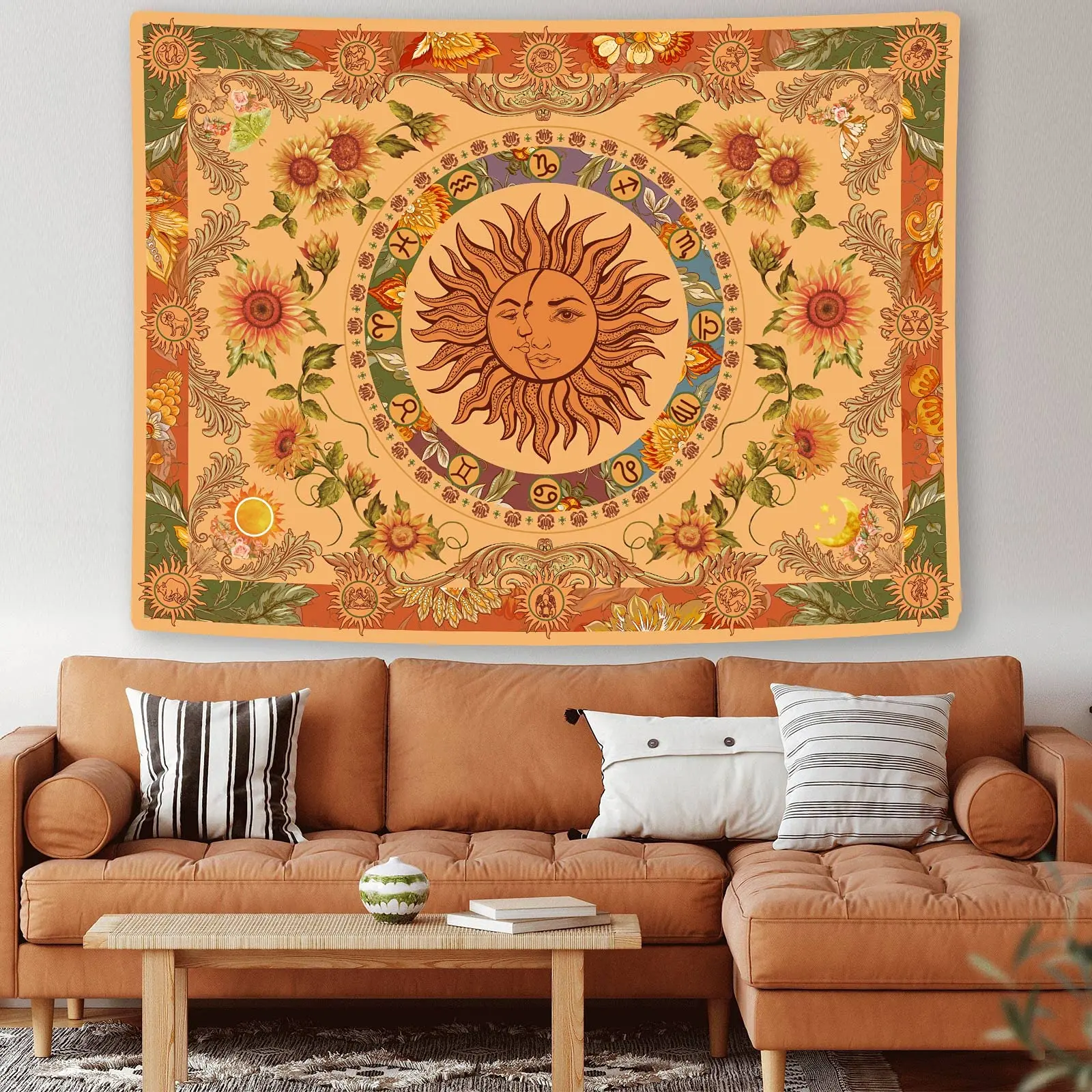 OEM Vintage Indie Boho Wall Decoration Carpet Hanging Polyester Printed Wall Tapestry For Bedroom Dorm Living Room