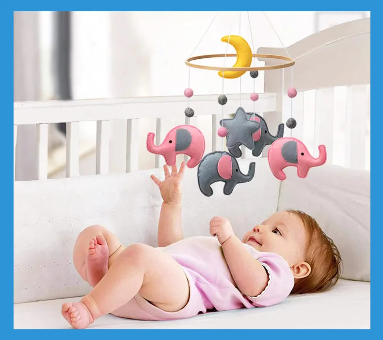Baby Musical Crib Mobile Infant Bed Decoration Toy Hanging Rotating Bell with Melodies Dual Purpose