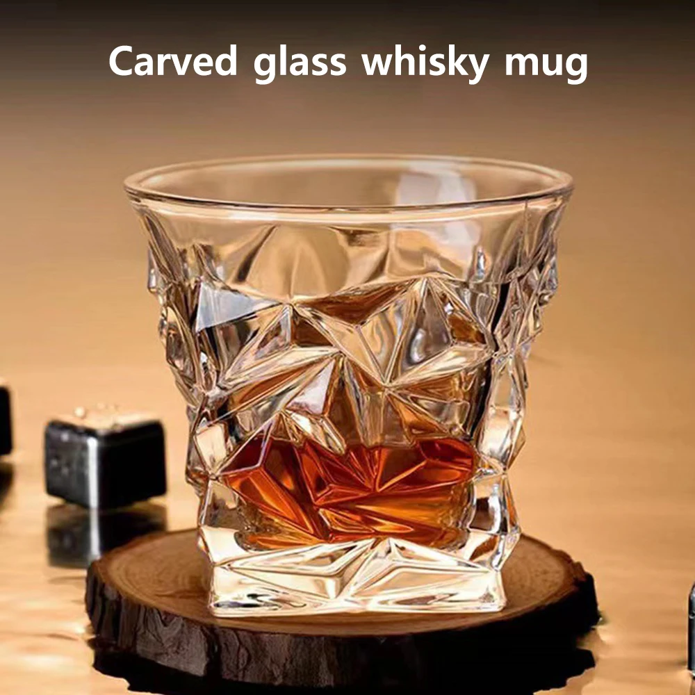 270ML Creative Thick Crystal Whiskey Frost Design Brandy Cup Wineglass Heavy Rock Wineglass Beer Mugs