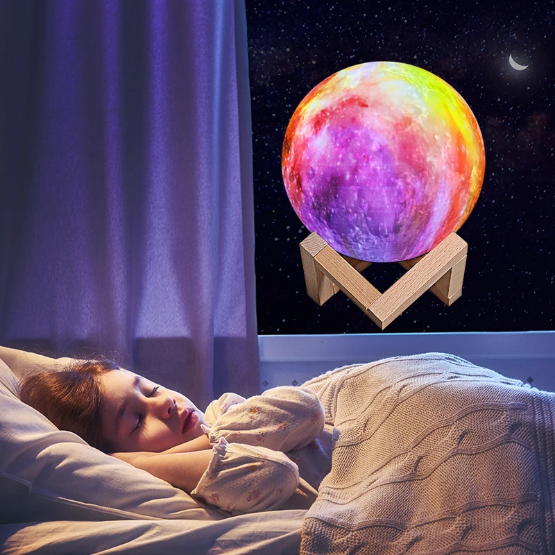 
Pink Starry Sky 3D Moon Lamp touch remote control home indoor decoration lighting 