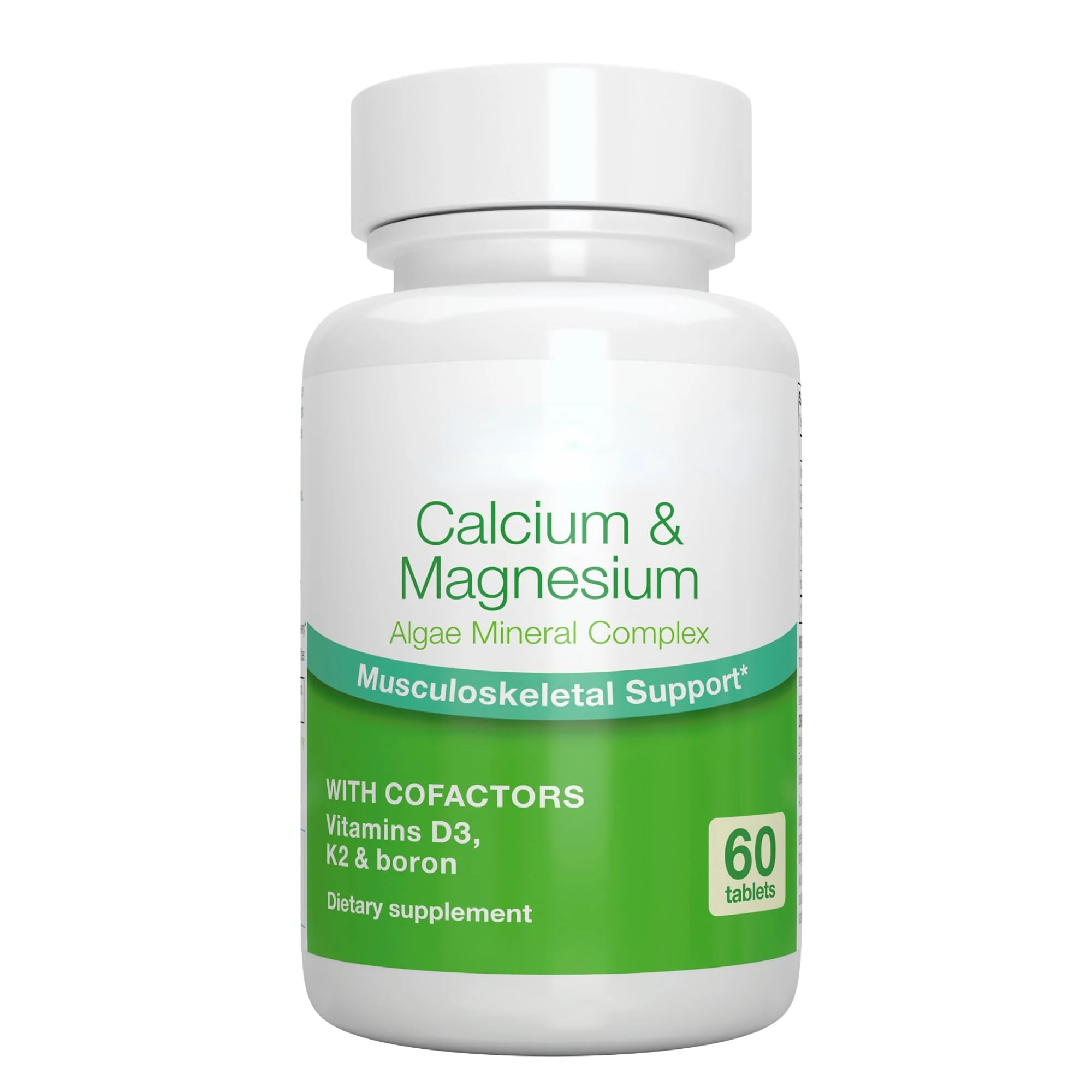 Calcium Magnesium Supplement Vitamin K2 & D3 Red Algae Mineral Complex for Bone & Teeth Support with Boron Vegan Calcium Tablets