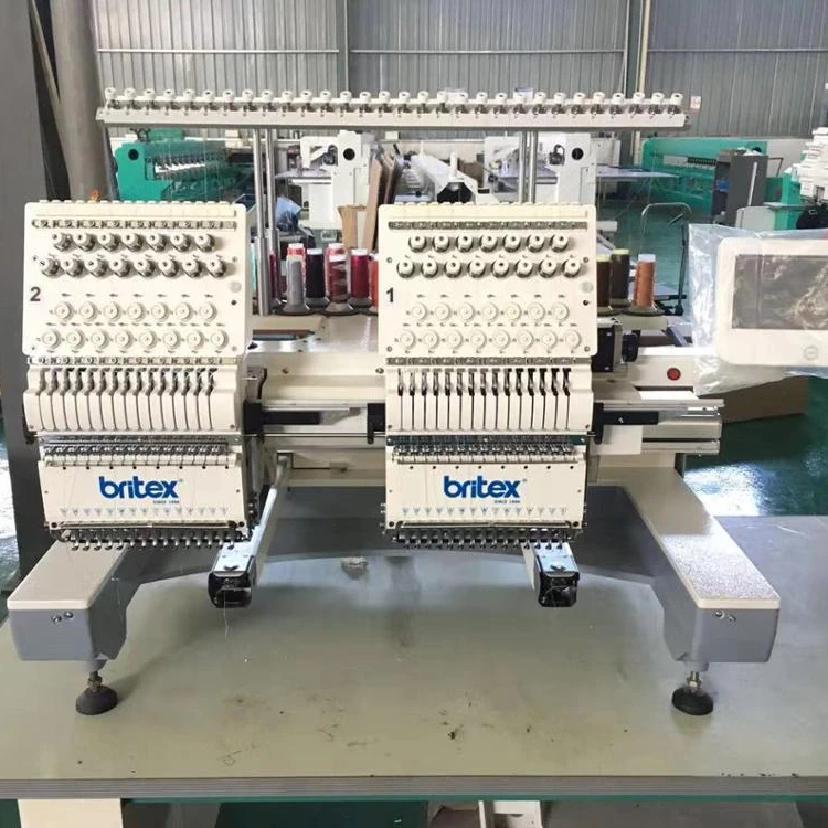 japan quality britex BR-1502 2 two Heads 15 Needles Flat computer embroidery machines 2 head embroidery machine 2 heads