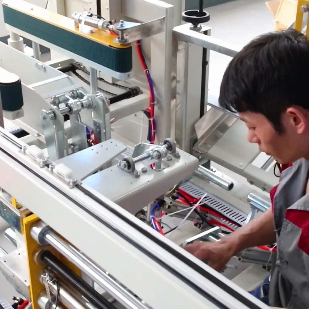 GURKI Corrugated Cardboard Case Flaps Automatic Hot Melt Sealing Folding Carton Folder Gluing Machine