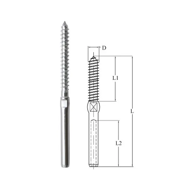 stainless steel swage stud with woodthread