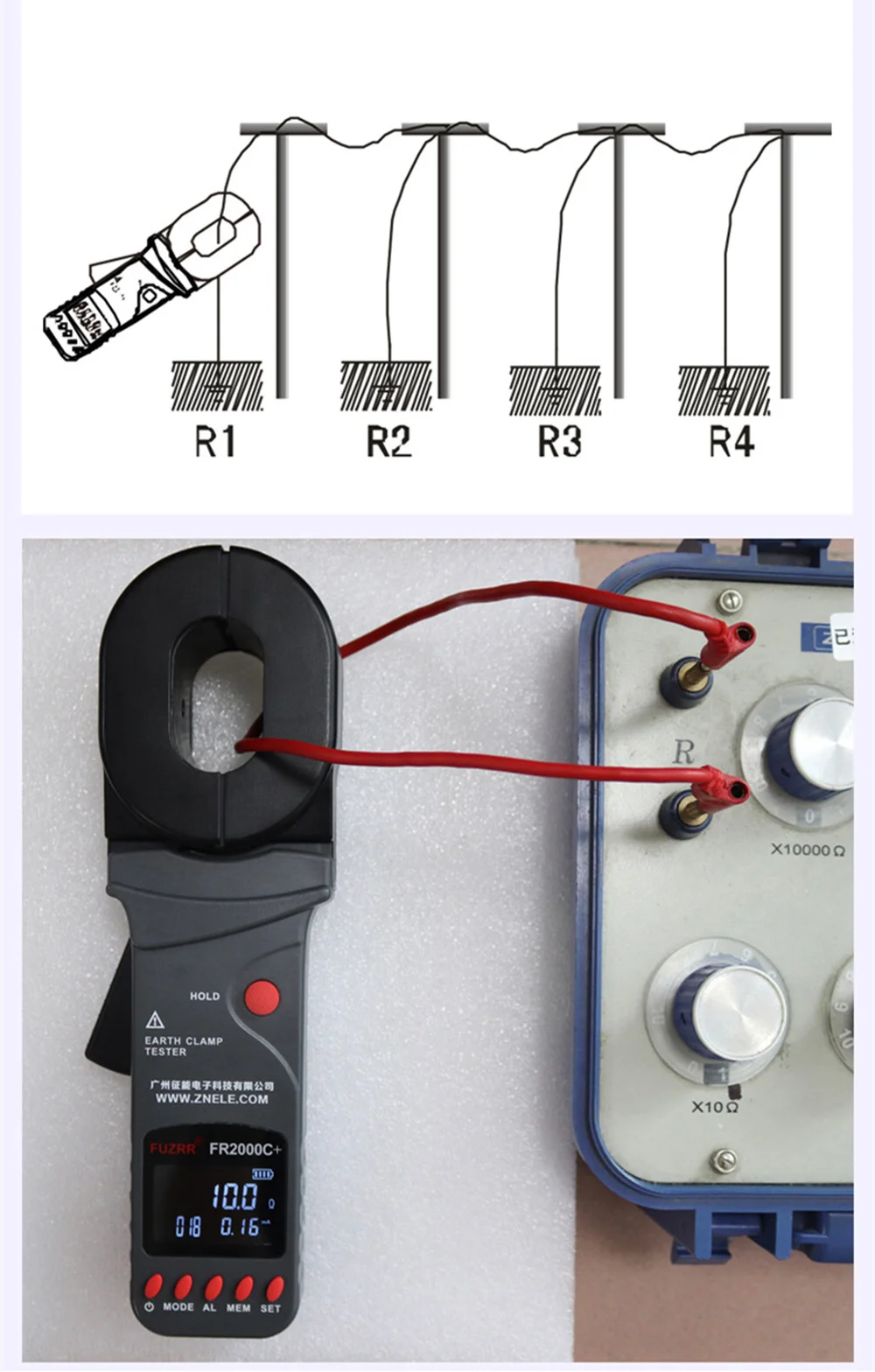 FR2000A+ Digital Clamp On Earth Resistance Tester Factory supply OEM