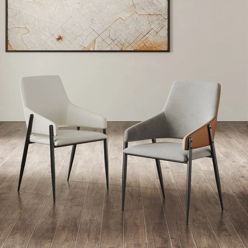 Contemporary Living Room Fabric Armrest Chairs with Metal Legs Dining Room Furniture Dining Chairs
