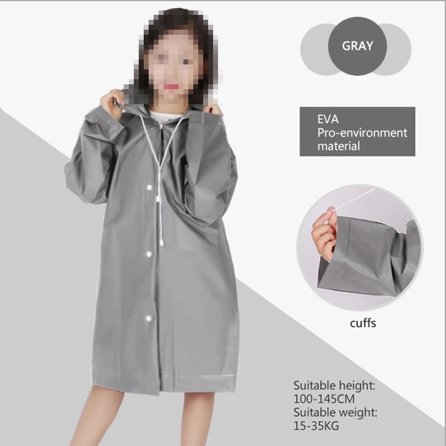 Wholesale Custom Logo Print Waterproof Kids Rain Wear Children Cartoon Black Raincoat Jacket Rain Poncho For Kids