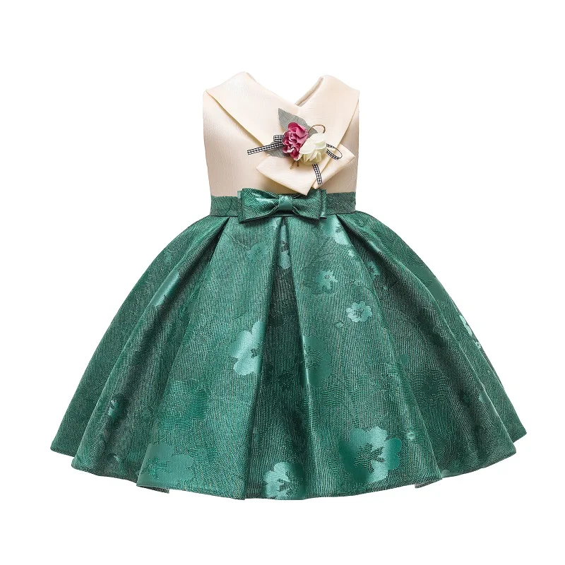 2021 New Arrival Mingyue Princess Girl Party Wear Flower Kids Clothing Baby Satin Dresses M03