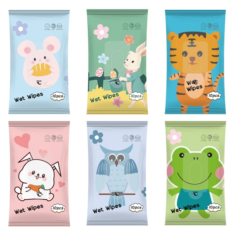 Low MOQ High Quality Design Cleaning Wipes 10 Pieces Wet Tissue Clean Sensitive Baby Wet Wipes