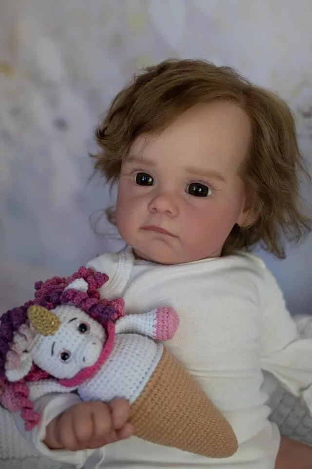 NPK 60CM Handmade High Quality Reborn Toddler Maggie Detailed Lifelike Painting Rooted Long Curly hair Collectible Art Doll