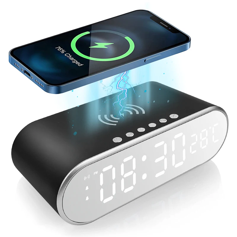 Belen Dropshipping Electronic Alarm Clock Led Temperature Display Calendar Multifunction Wireless Charger