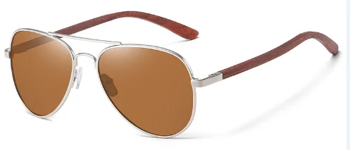 Latest Fashional 100% UV Protection metal frame with wood temple sunglasses with wooden glasses box