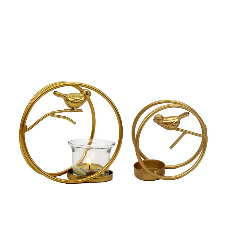 Hanging Metallic Gold Bird Cage Candle Holder for Centerpieces