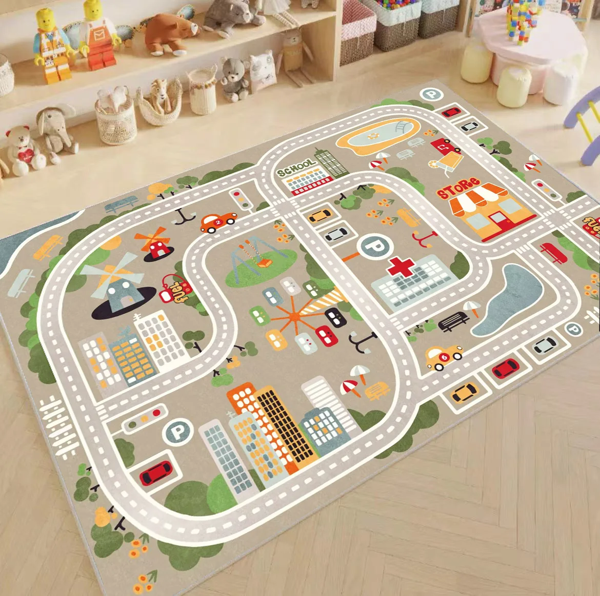 Kids Parking Traffic Play Boy Car Cartoon Road Track Carpet Driveway Floor Mat