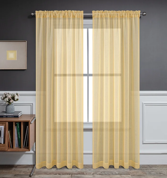 hot selling cheap curtain price 100% polyester voile fabric for windows ready made stock sheer curtains