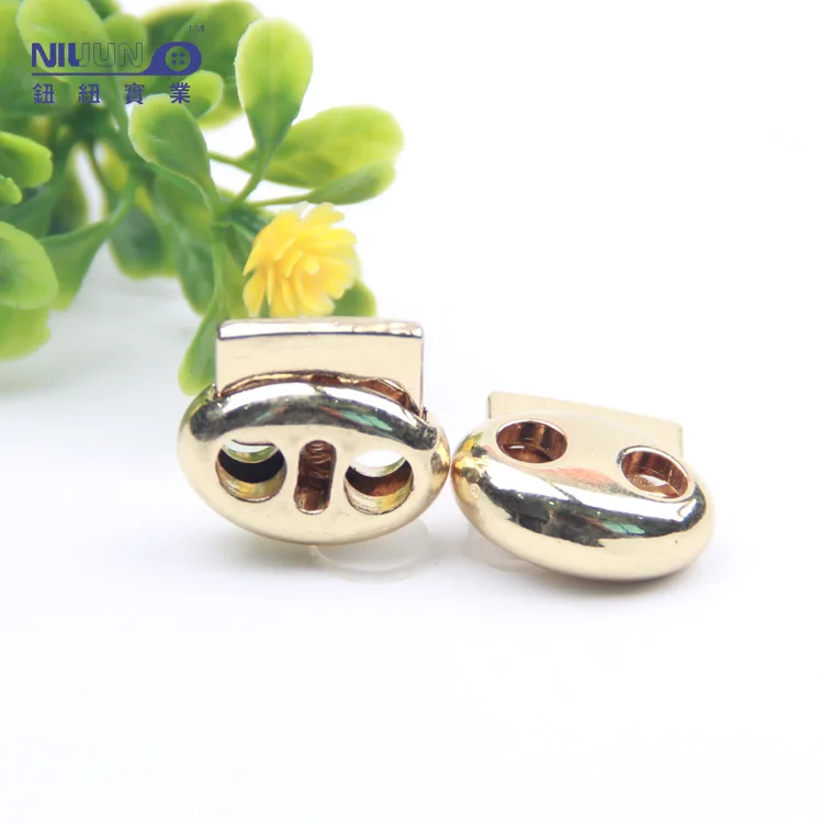 OEM ODM Two Hole Pig Nose 16.5MM Cord Lock Metal Custom Golden Cord Lock Stopper For Tracksuit