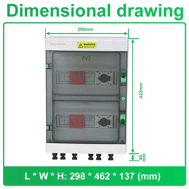 CNLonQcom 4-2 1000V 32A 4 In 2 Out Solar Plastic IP65 Waterproof Box | Durable ABS Material 4 Strings Combiner Box