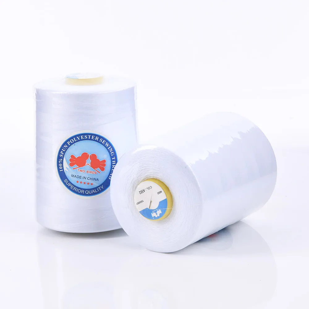 Two Birds White 40S/2 10000yards 100% Spun Polyester Sewing Thread for Sewing Hilo de coser Hilo de costura