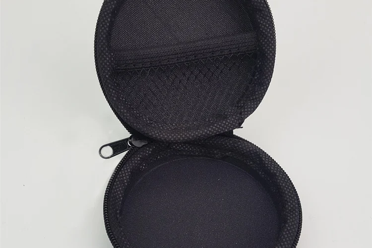 Wholesale 8cm PU Leather Round Travel Tech  Accessories Black Small Earphone Storage box