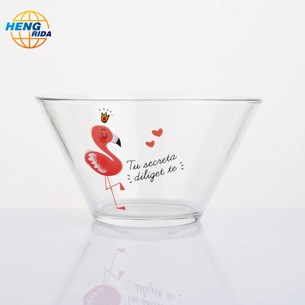Printed flamingo pattern  glass bowl for food or soup Heat Resistant With With Lid Glass Salad Bowl Set microwavable use