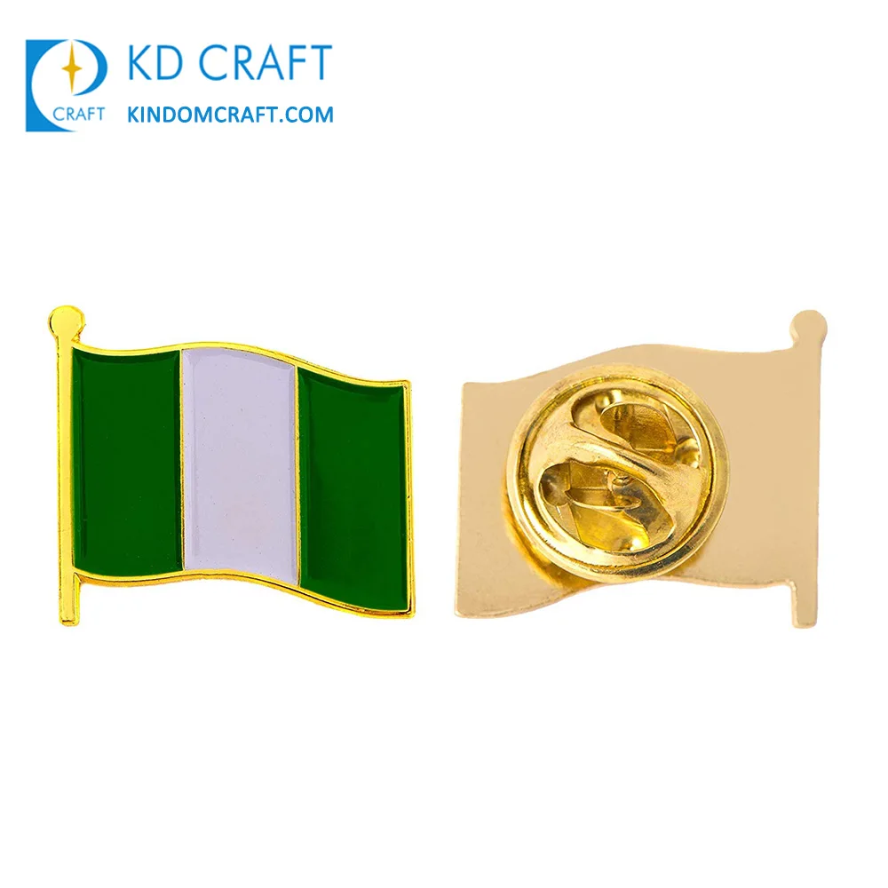 Wholesale custom metal soft enamel national day souvenir badge gold plated country flag nigerian nigeria lapel pin for sale