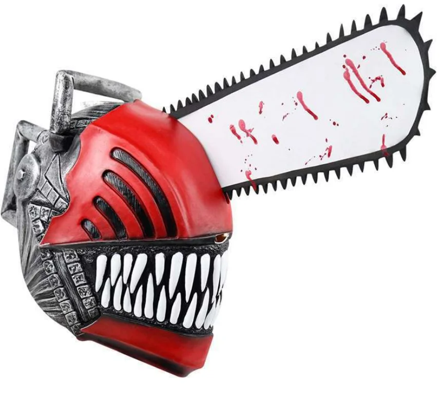 Customs Logo Anime Chainsaw Man Denji Pochita Mask Latex Masks Halloween Cosplay Horror Realistic Full Head Masks