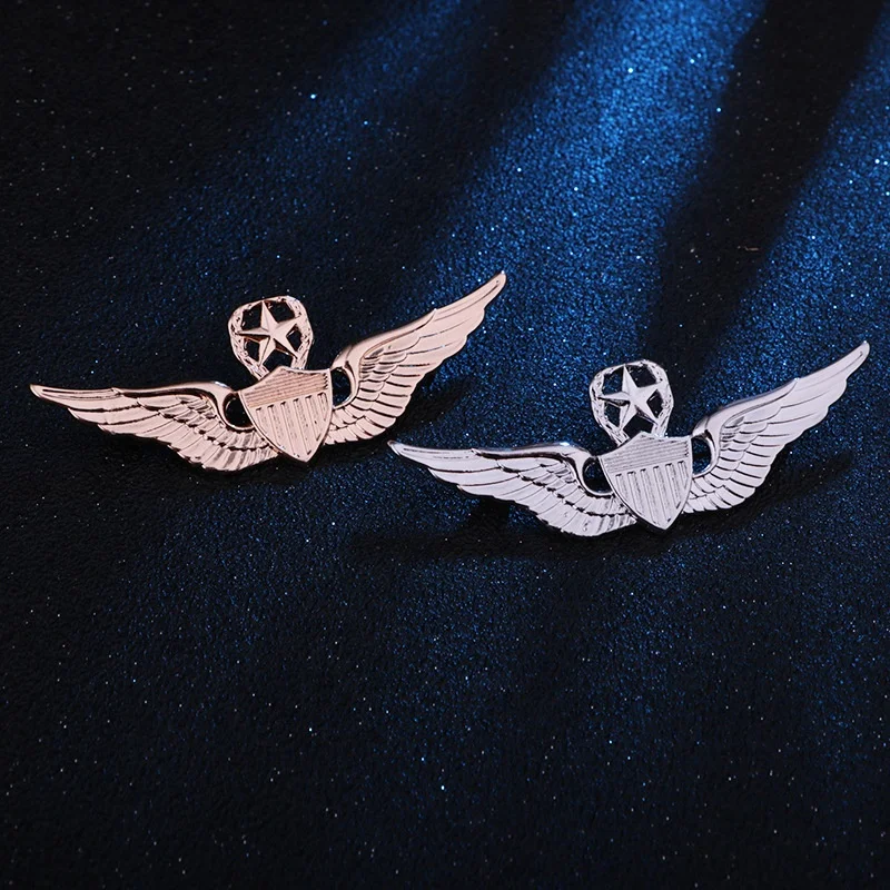 USA aviation gifts souvenir safty security gold sliver metal pilot wings badge eagle for suit