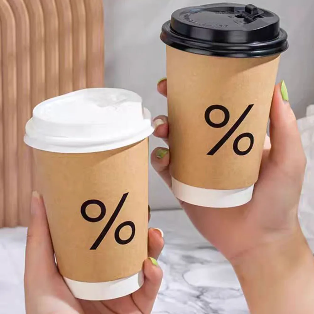Custom LOGO Cafe Takeaway Cardboard 8oz 10oz12oz 16 oz Cup For Hot Drink Single Double Wall Disposable Paper Coffee Cup With Lid