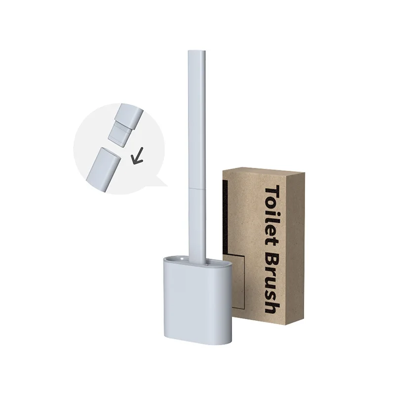 2024 Longstar Soft Rubber Toilet Brush No Dead Angle Wall Mounted Removable Handle Household Toilet Cleaning Brush Set