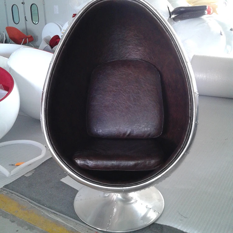
Industrial Vintage Spitfire Fiberglass Fabric Leather Aviation Spitfire Aluminium Aviation Egg Type Pod Chair 