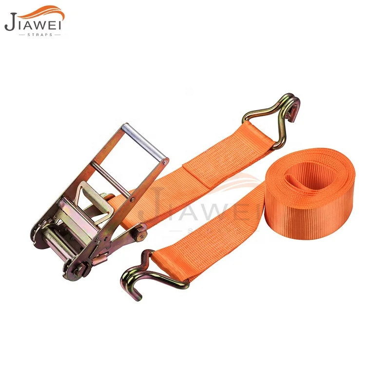 
3inch 10ton 10m Good quality Heavy Duty Cargo Straps Ratchet Tie Down Strap 100% Polyester Webbing with double J hooks 