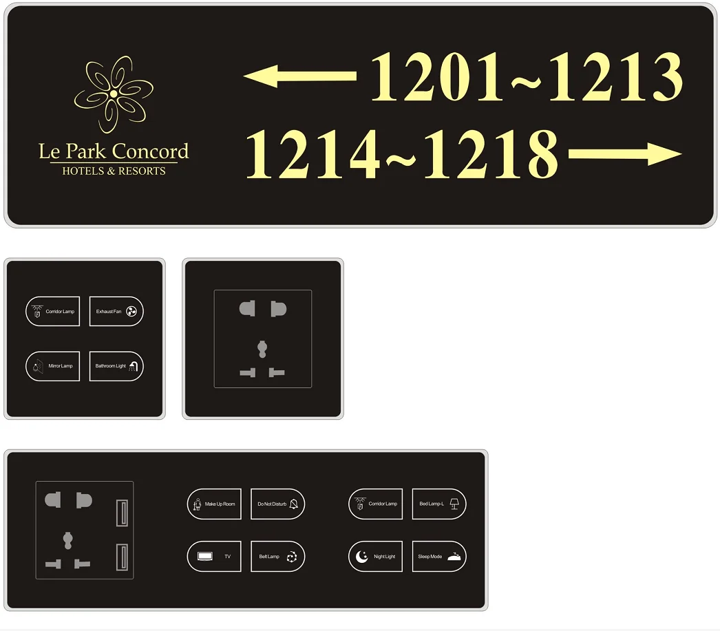 Hotel Apartment Electronic Doorplate, Room Number Display Touch panel hotel DND Doorbell system with MUR  switch