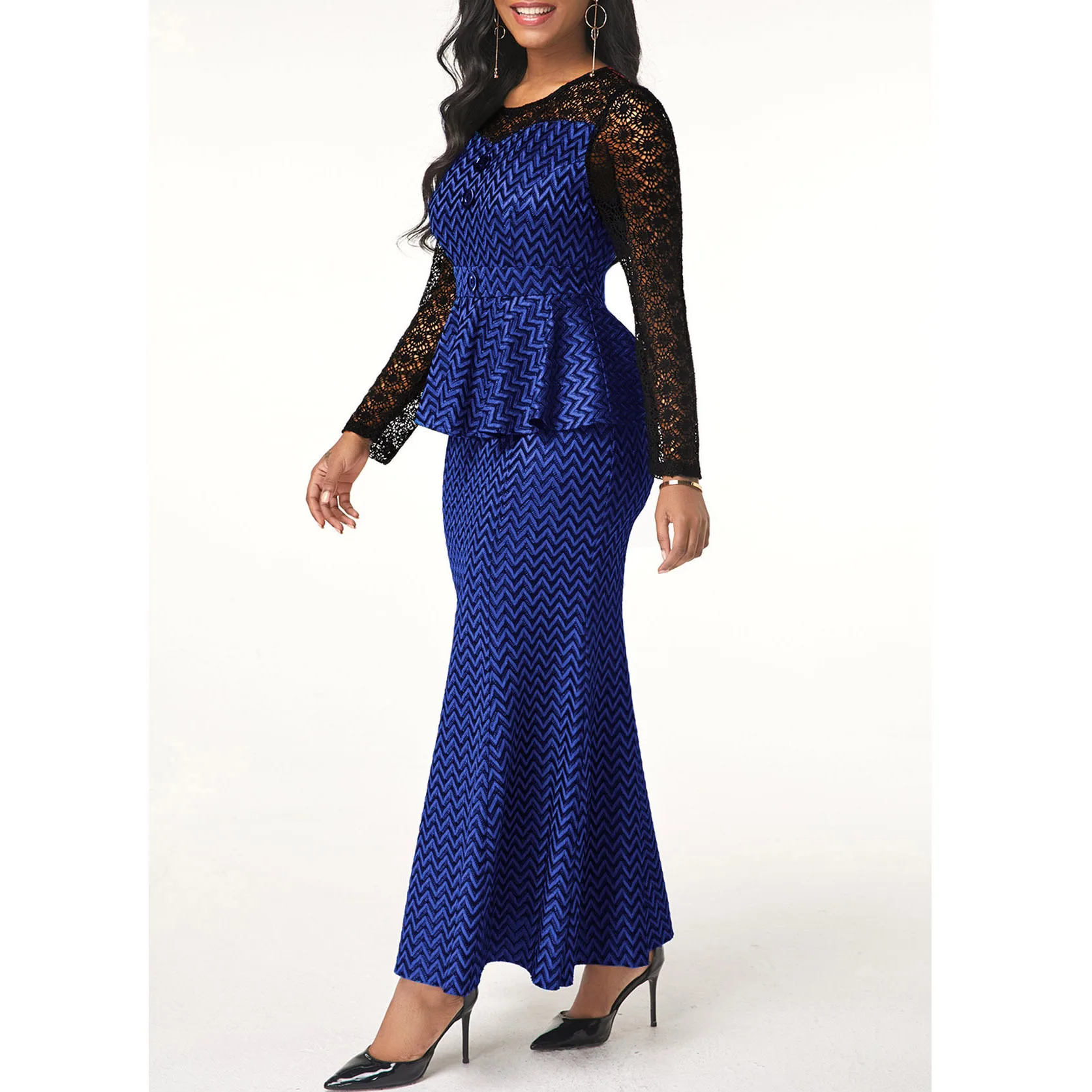 Stripe Printing High Waist Party Dress 2 Pieces Of Commuter Skirts In Stock